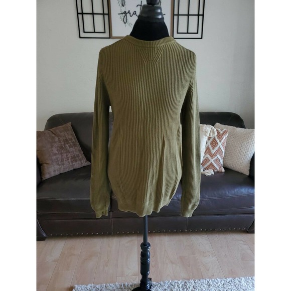 Zara Man Pull Over Ribbed Sweater Hunter Green Size Large 100% Cotton EUC - Picture 1 of 7